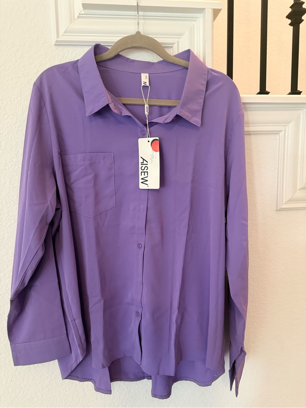 Purple Button-Up Blouse